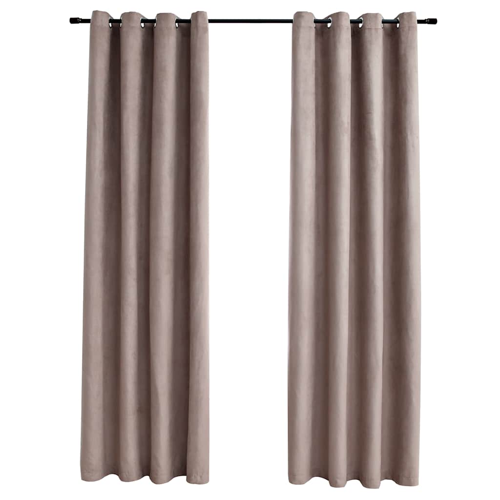 Suede Fabric Blackout Curtains With Metal Rings 245cm High 2 Pieces - Vantage Home