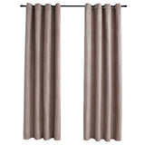 Suede Fabric Blackout Curtains With Metal Rings 245cm High 2 Pieces - Vantage Home