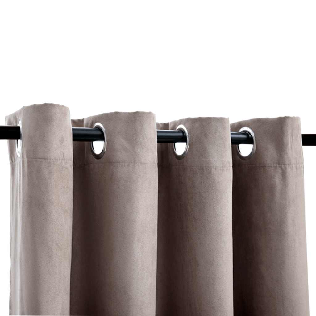 Suede Fabric Blackout Curtains With Metal Rings 245cm High 2 Pieces - Vantage Home