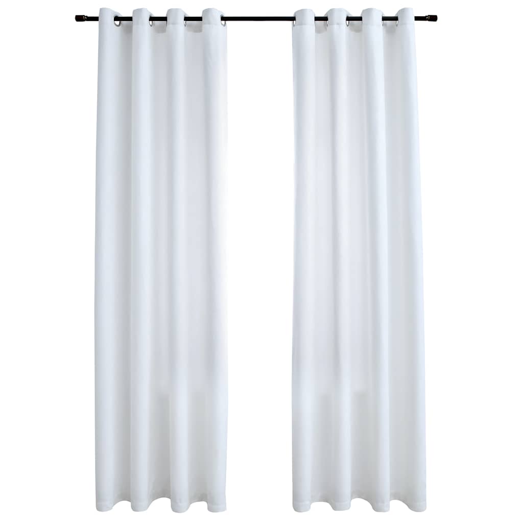 Suede Fabric Blackout Curtains With Metal Rings 245cm High 2 Pieces - Vantage Home