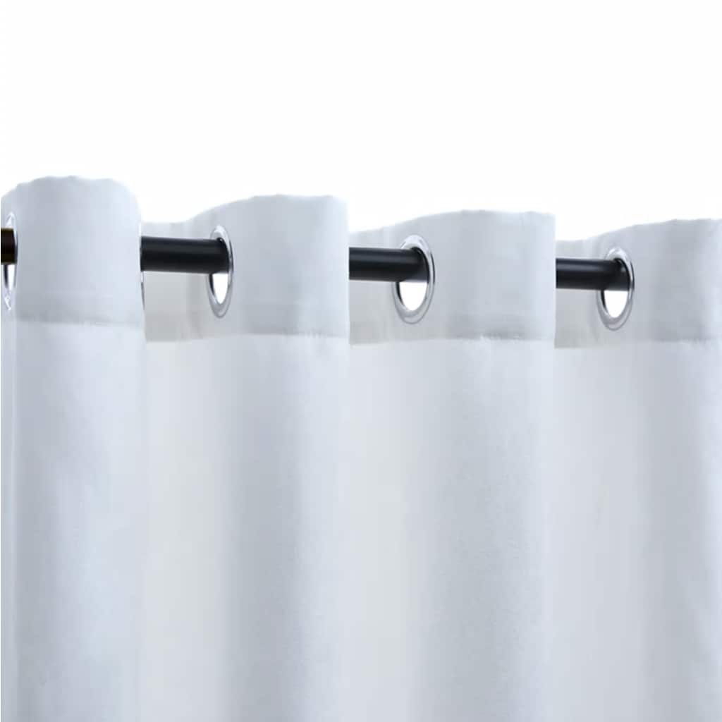 Suede Fabric Blackout Curtains With Metal Rings 245cm High 2 Pieces - Vantage Home