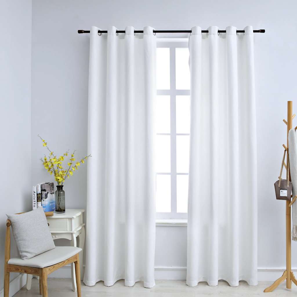 Suede Fabric Blackout Curtains With Metal Rings 245cm High 2 Pieces - Vantage Home