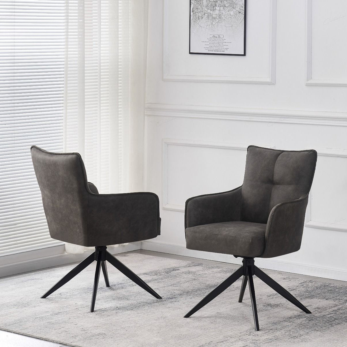 Suede Fabric Dining Chair With Swivel Function - Vianni