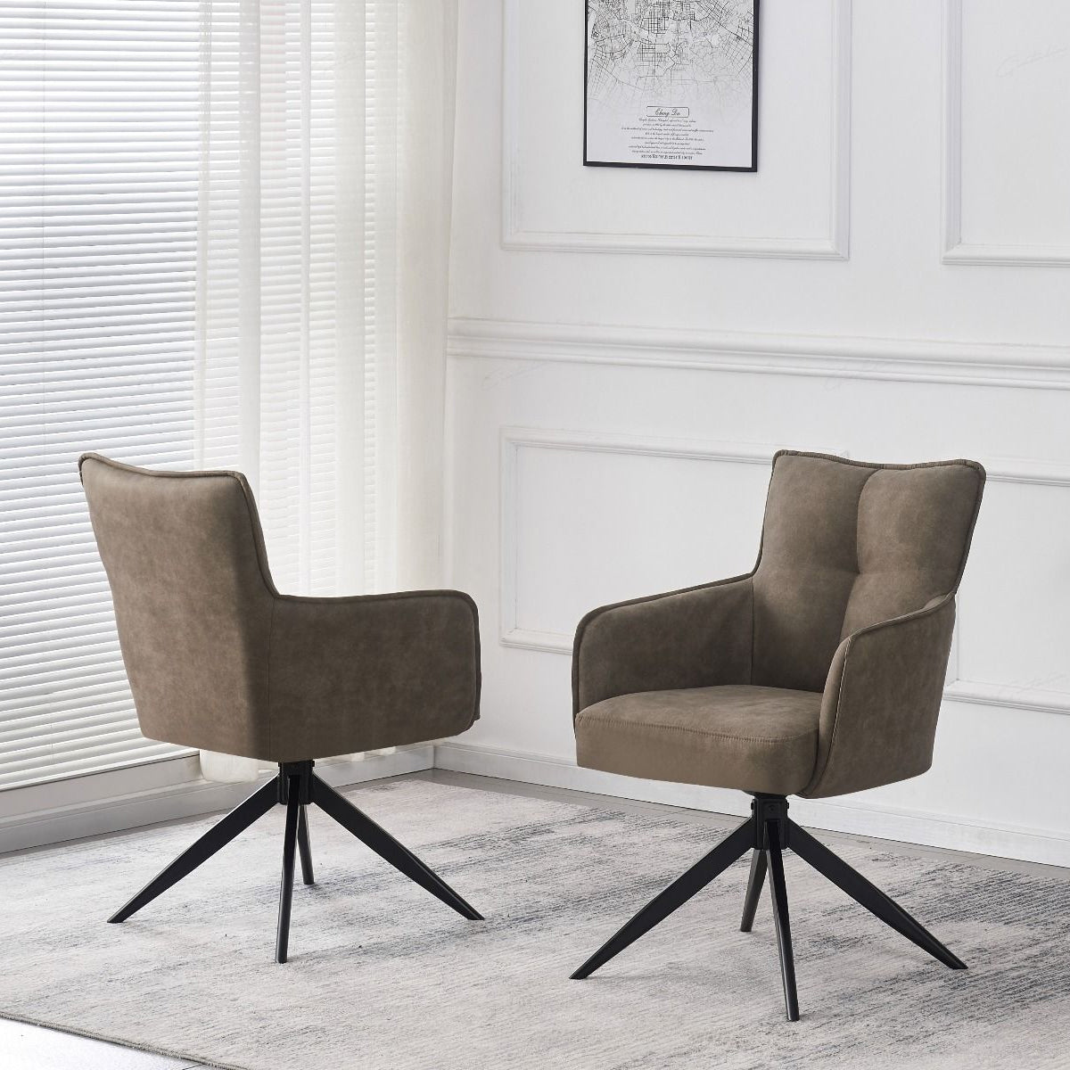 Suede Fabric Dining Chair With Swivel Function - Vianni