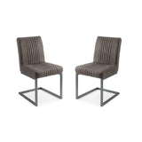 Suede Fabric Dining Chairs in Set Of 2 - Brooklyn