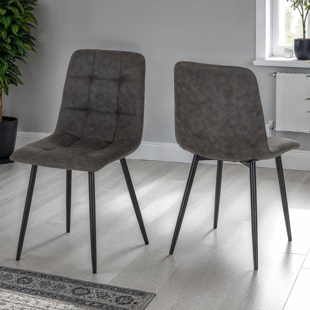 Suede Fabric Dining Chairs in Set Of 2 - Fenton