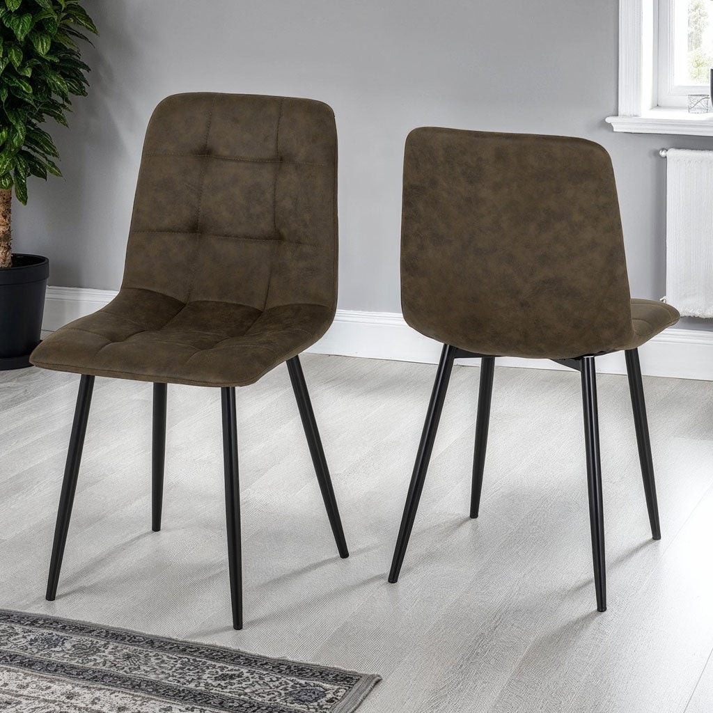 Suede Fabric Dining Chairs in Set Of 2 - Fenton
