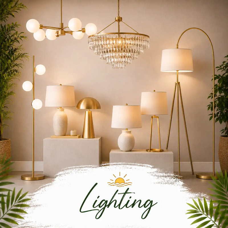 Shop stylish lighting including floor lamps and table lamps.