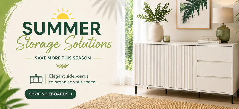 Shop summer sideboards collection featuring contemporary storage furniture and elegant home organisation solutions.
