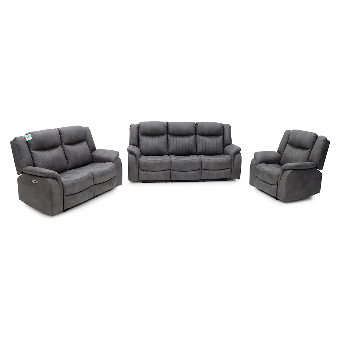 Tech Fabric Electric 3 + 2 + 1 Seater Sofa Set Electric Recliner - Leon