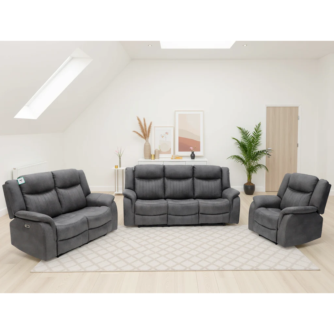 Tech Fabric Electric 3 + 2 + 1 Seater Sofa Set Electric Recliner - Leon