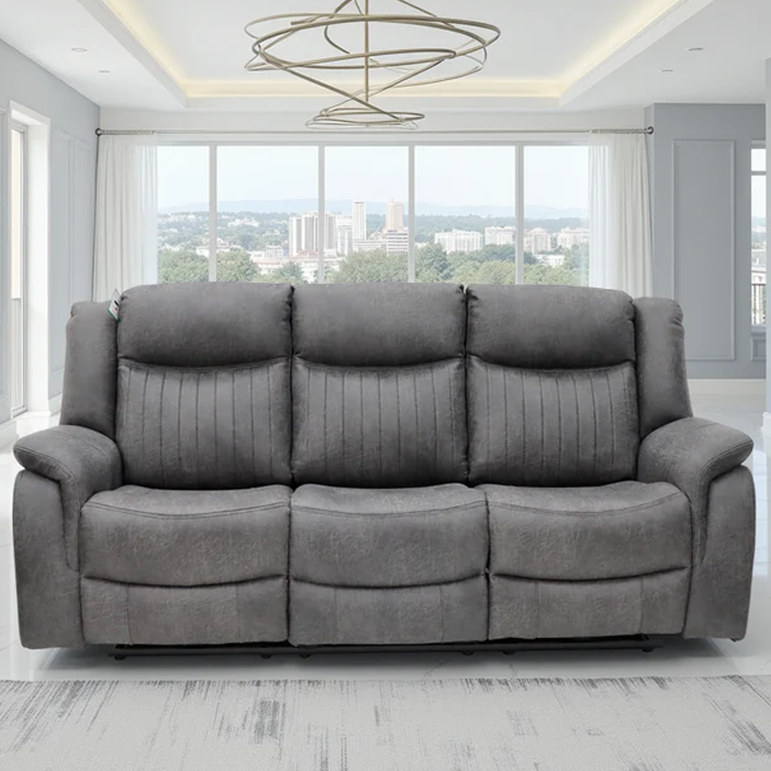 Tech Fabric Electric 3 Seater Sofa Electric Recliner - Leon