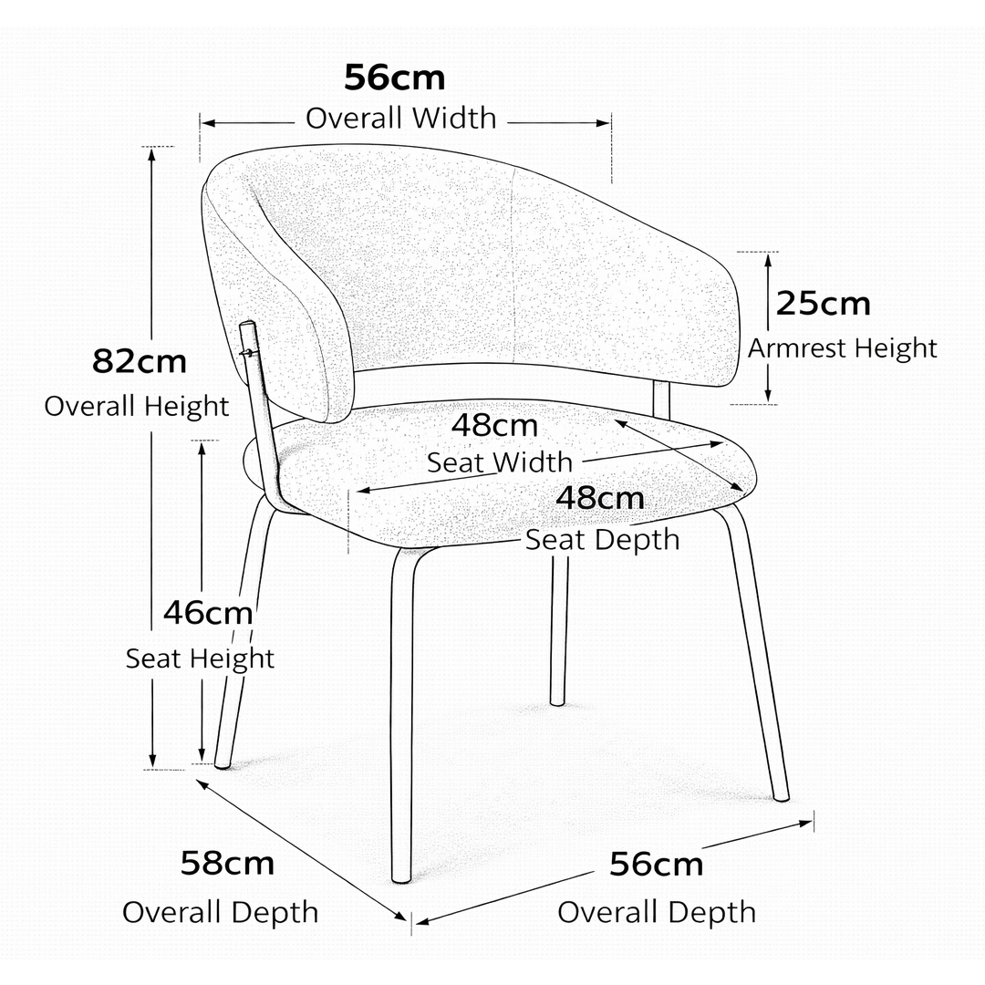 Teddy Fabric Dining Chair With Black Metal Legs - Oakwell