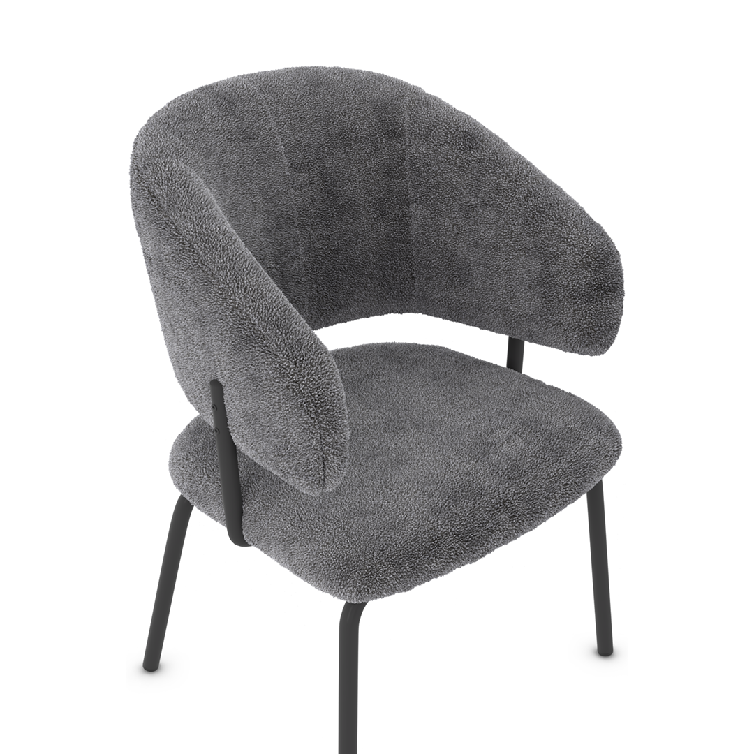 Teddy Fabric Dining Chair With Black Metal Legs - Oakwell