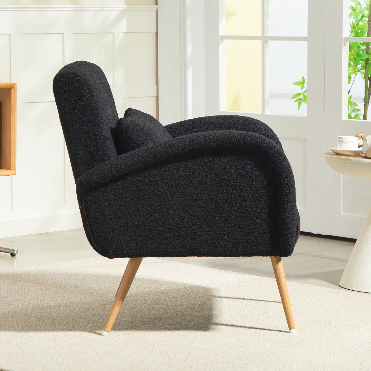 Teddy Fleece Fabric Accent Chair 77cm Wide - Velmora