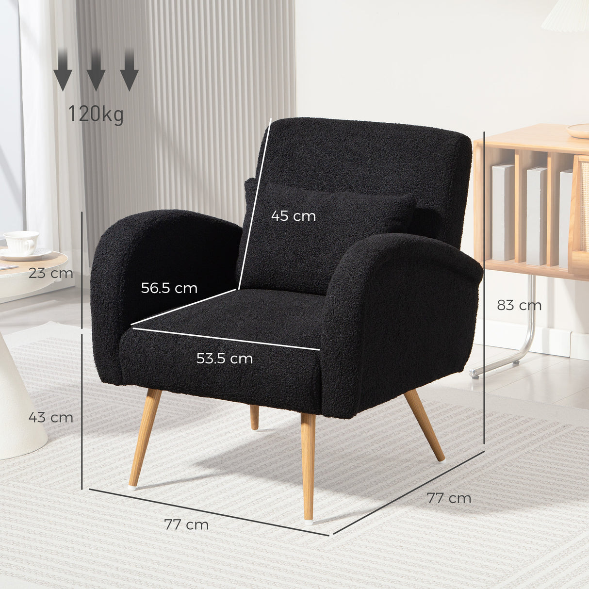 Teddy Fleece Fabric Accent Chair 77cm Wide - Velmora
