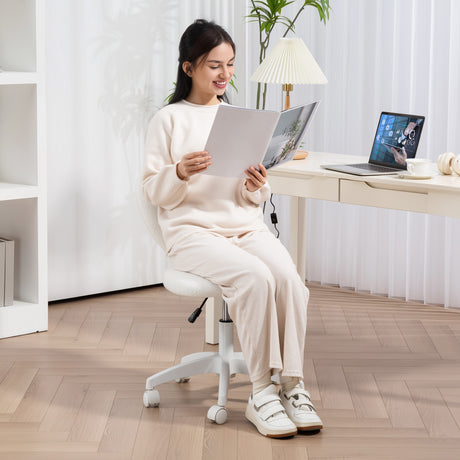 Teddy Fleece Fabric Home And Office Chair 46cm Wide - Velmora