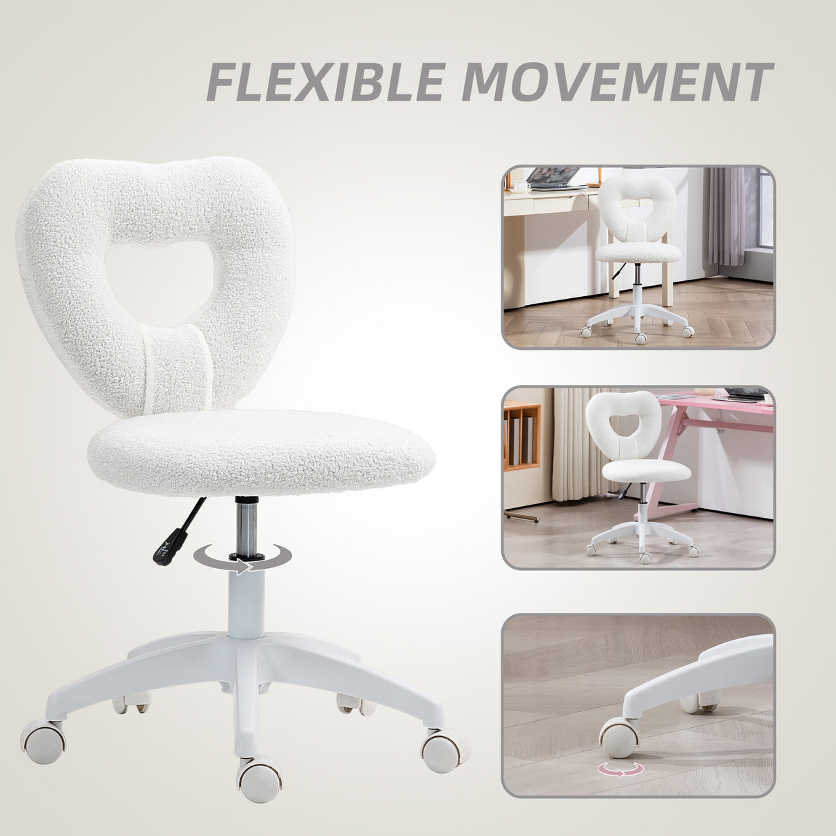 Teddy Fleece Fabric Home And Office Chair 46cm Wide - Velmora