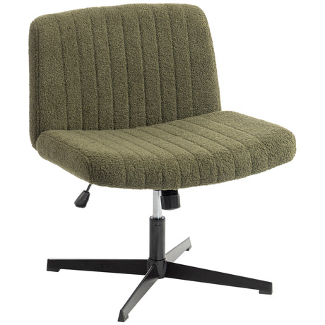 Teddy Fleece Fabric Home And Office Chair 61cm Wide Armless With Criss Cross Legs - Velmora