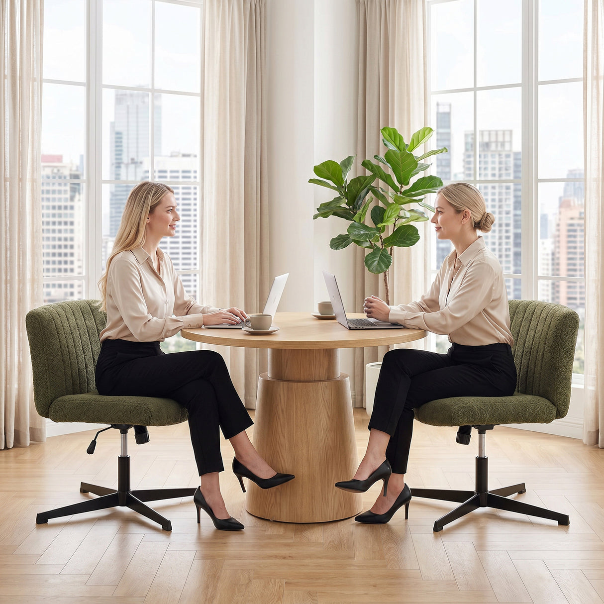 Teddy Fleece Fabric Home And Office Chair 61cm Wide Armless With Criss Cross Legs - Velmora