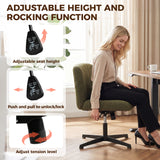 Teddy Fleece Fabric Home And Office Chair 61cm Wide Armless With Criss Cross Legs - Velmora