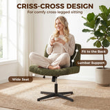 Teddy Fleece Fabric Home And Office Chair 61cm Wide Armless With Criss Cross Legs - Velmora