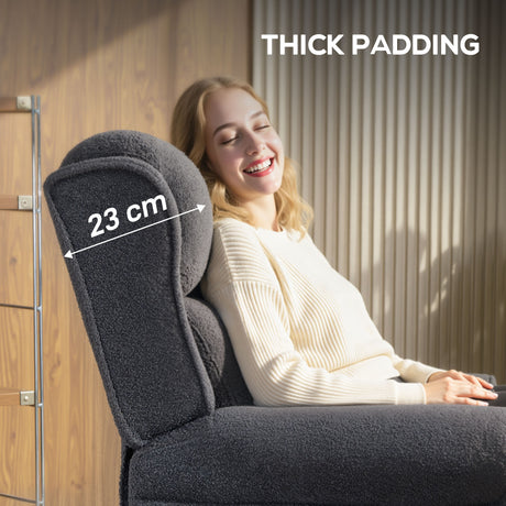Teddy Fleece Fabric Recliner 74cm Wide With Footrest - Velmora