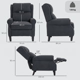 Teddy Fleece Fabric Recliner 74cm Wide With Footrest - Velmora