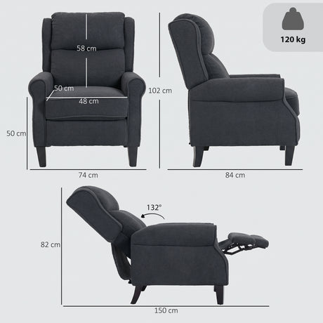Teddy Fleece Fabric Recliner 74cm Wide With Footrest - Velmora