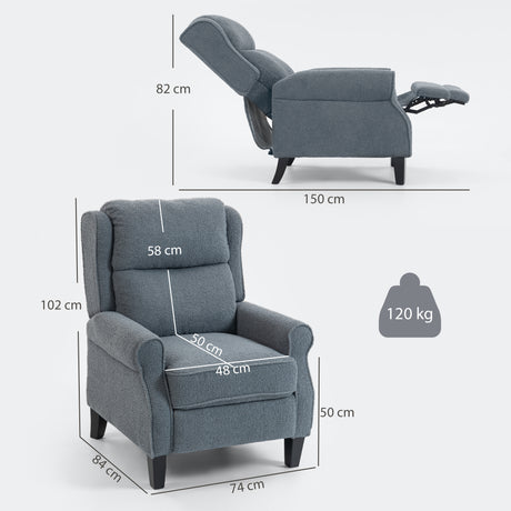 Teddy Fleece Fabric Recliner 74cm Wide With Footrest - Velmora