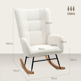 Teddy Fleece Fabric Rocking Chair 70cm Wide - Velmora