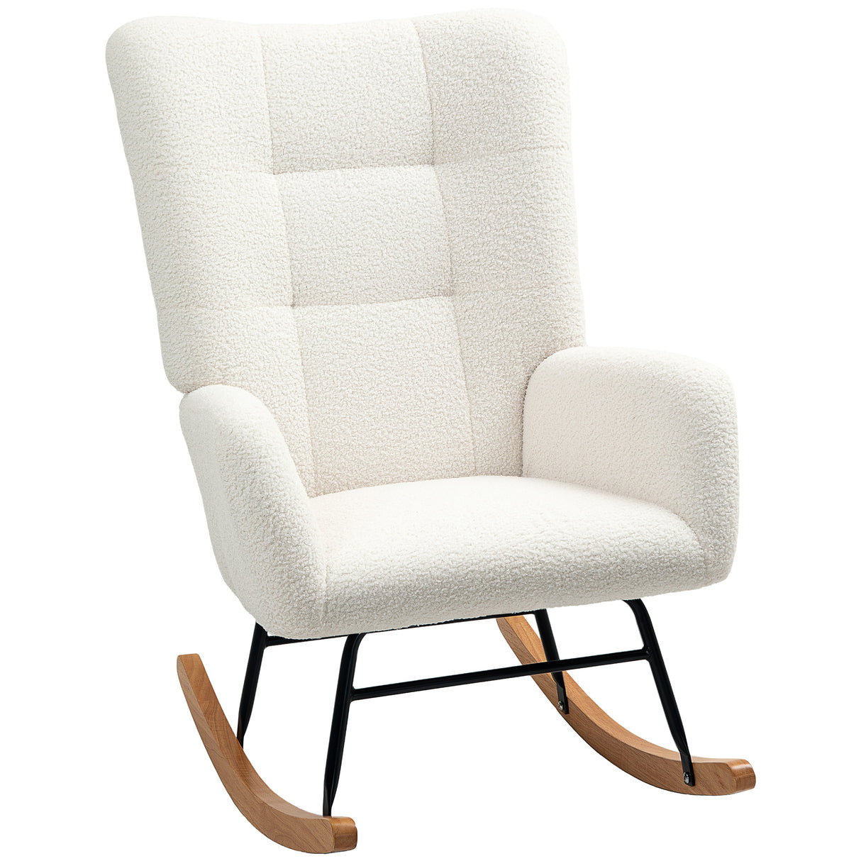 Teddy Fleece Fabric Rocking Chair 70cm Wide - Velmora