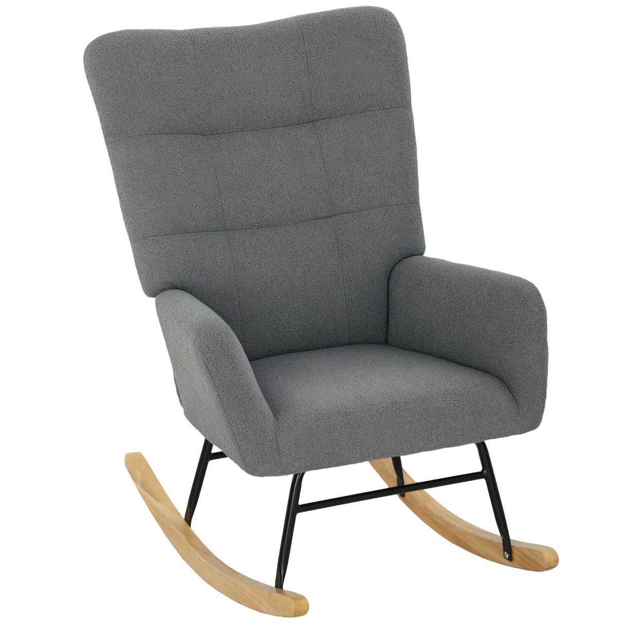 Teddy Fleece Fabric Rocking Chair 70cm Wide - Velmora