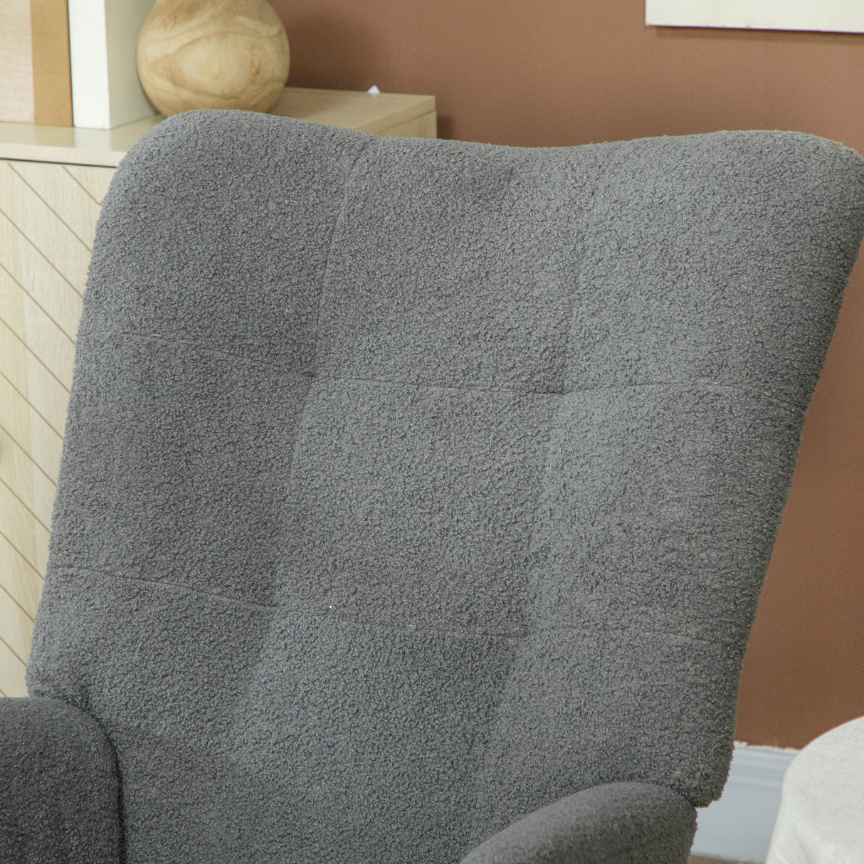 Teddy Fleece Fabric Rocking Chair 70cm Wide - Velmora