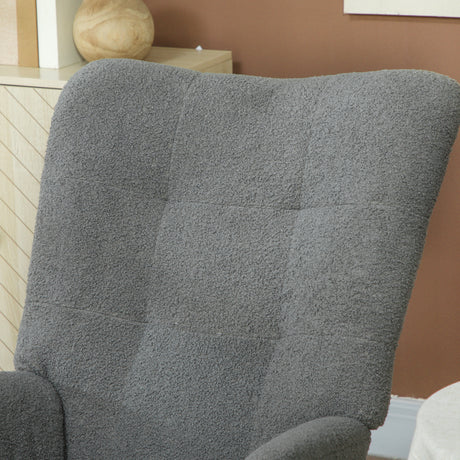 Teddy Fleece Fabric Rocking Chair 70cm Wide - Velmora