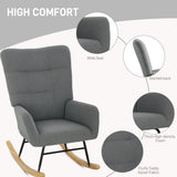 Teddy Fleece Fabric Rocking Chair 70cm Wide - Velmora