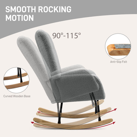 Teddy Fleece Fabric Rocking Chair 70cm Wide - Velmora
