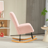 Teddy Fleece Fabric Rocking Chair 70cm Wide - Velmora