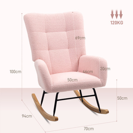 Teddy Fleece Fabric Rocking Chair 70cm Wide - Velmora
