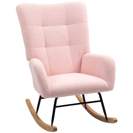 Teddy Fleece Fabric Rocking Chair 70cm Wide - Velmora