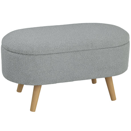 Teddy Fleece Fabric Storage Ottoman 82cm Wide - Velmora