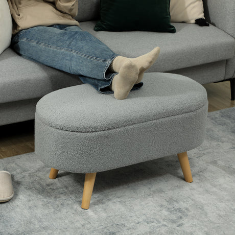 Teddy Fleece Fabric Storage Ottoman 82cm Wide - Velmora