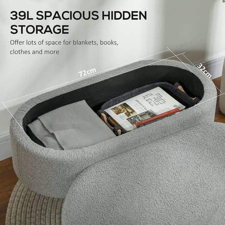 Teddy Fleece Fabric Storage Ottoman 82cm Wide - Velmora
