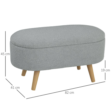 Teddy Fleece Fabric Storage Ottoman 82cm Wide - Velmora