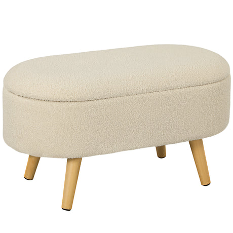 Teddy Fleece Fabric Storage Ottoman 82cm Wide - Velmora