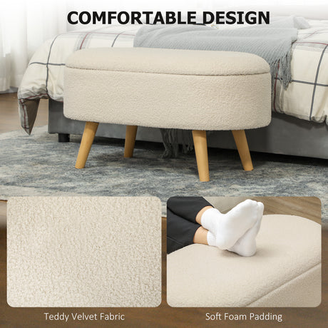 Teddy Fleece Fabric Storage Ottoman 82cm Wide - Velmora