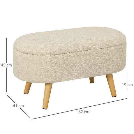 Teddy Fleece Fabric Storage Ottoman 82cm Wide - Velmora