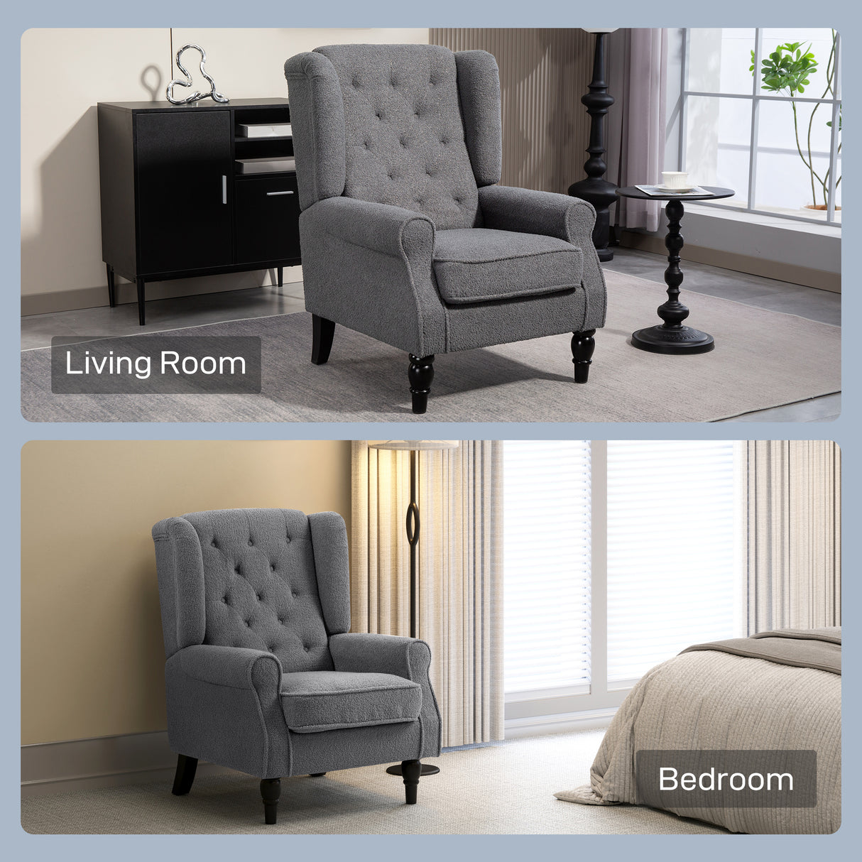 Teddy Fleece Fabric Wingback Occasional Chair 74cm Wide - Velmora