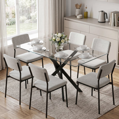Tempered Glass Dining Table 120cm Wide for 6 People - Velmora