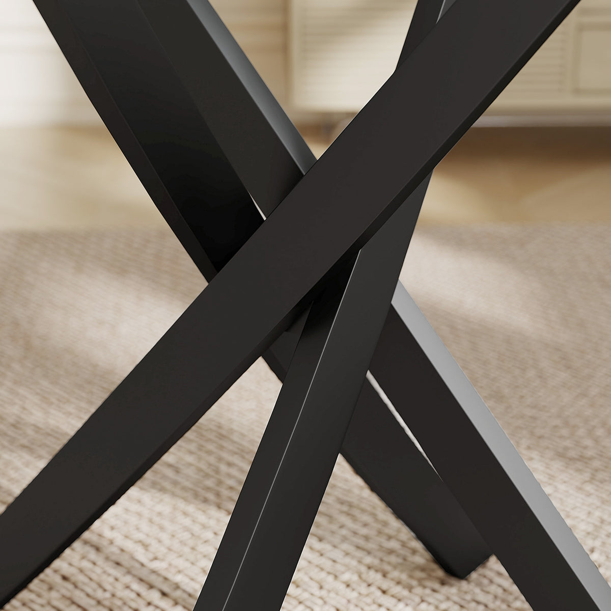 Tempered Glass Dining Table 120cm Wide for 6 People - Velmora